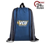 Logo Branded Drawstring Backpack with Sport Stripes and Handle
