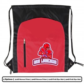 Customized 2-Color Vertical Side Zipper Polyester Drawstring Bag