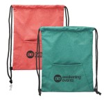 Personalized Drawstring Heathered Front Pocketed Bagpacks