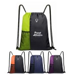 Travel Drawstring Backpack With Mesh Pockets with Logo
