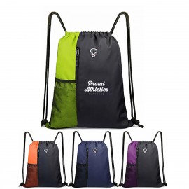 Travel Drawstring Backpack With Mesh Pockets with Logo