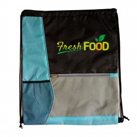 Custom Dual Color Drawstring Backpack with Front Pocket