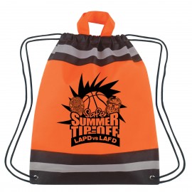 Horizon Reflective Drawstring Backpack Tote with Logo  Horizon Reflective Drawstring Backpack Tote with Logo