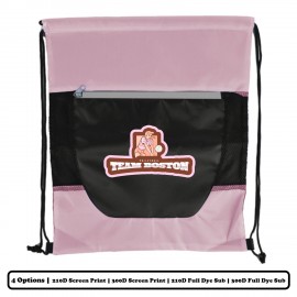 Customized Full Dye Sublimation Front Zipper Polyester Drawstring Bag  Customized Full Dye Sublimation Front Zipper Polyester Drawstring Bag