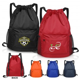 Waterproof Drawstring Backpack With Mesh Pockets with Logo