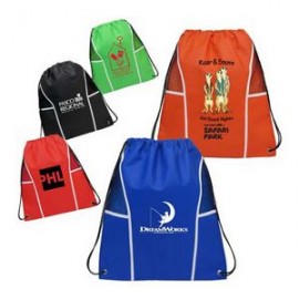 Non Woven Drawstring Backpack with Mesh Panels with Logo