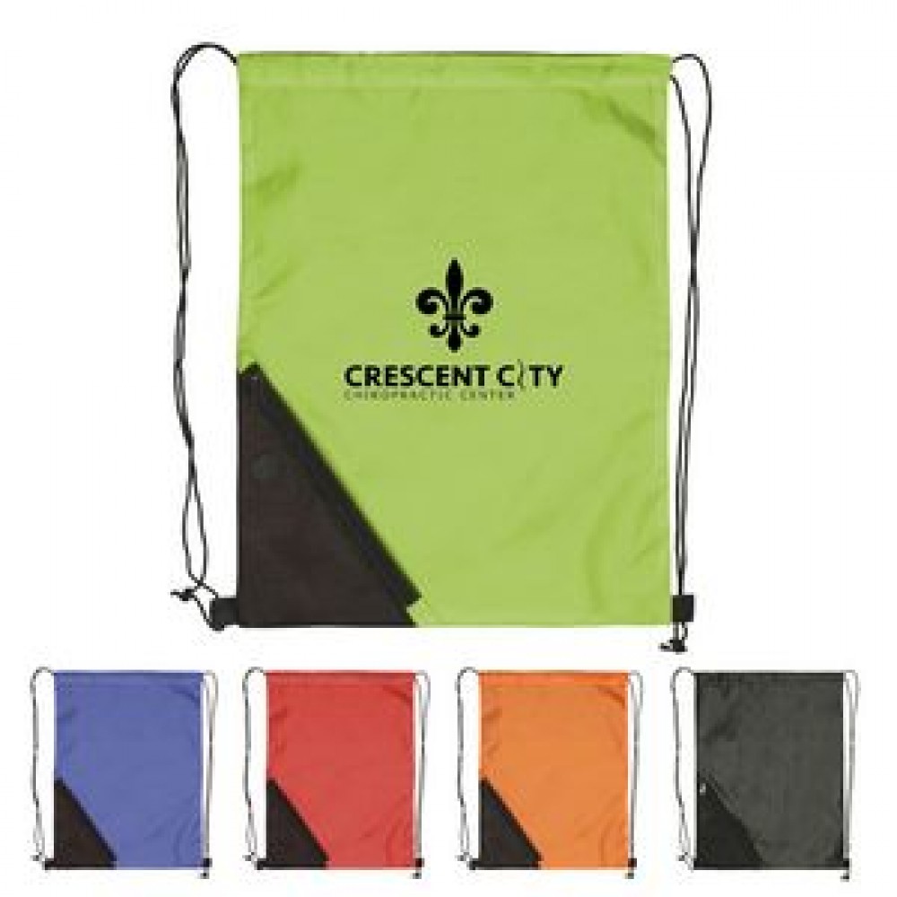 Two Color Polyester Drawstring Bags with Logo