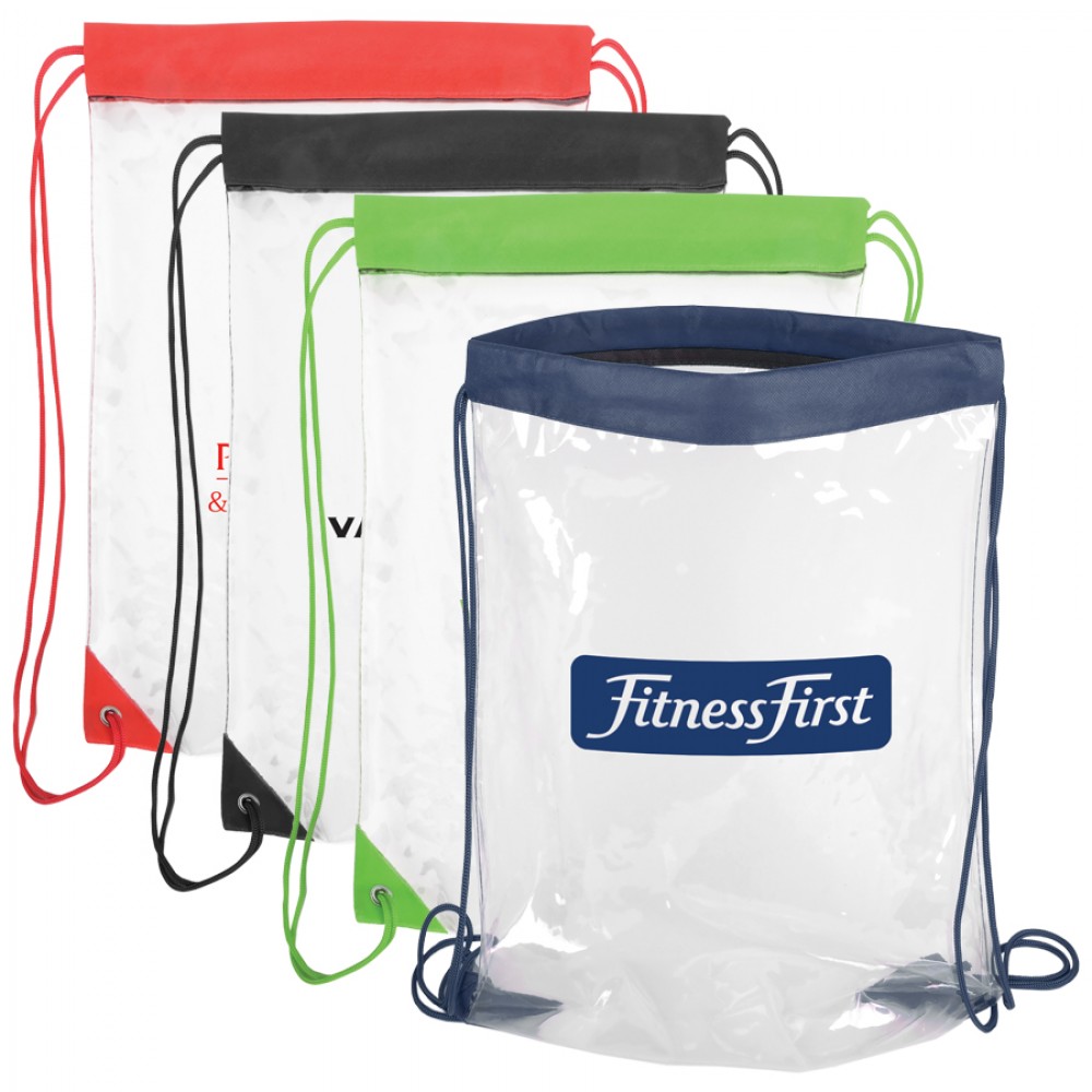 Clear Drawstring Backpack (14"x17") with Logo