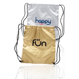 Shiny Classic Polyester Drawstring Backpacks with Logo  Shiny Classic Polyester Drawstring Backpacks with Logo