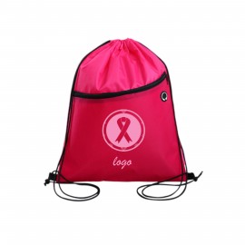 Personalized Drawstring Bag with Zipper Pocket and Headphone Hole (direct import)