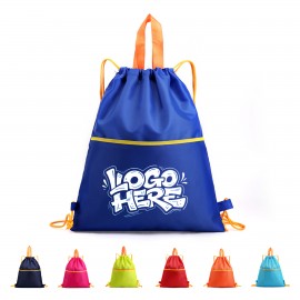 Waterproof Nylon Drawstring Bag with Zipper & Handle with Logo