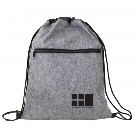 Crosshatched Drawstring Backpack with Logo