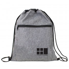 Crosshatched Drawstring Backpack with Logo  Crosshatched Drawstring Backpack with Logo