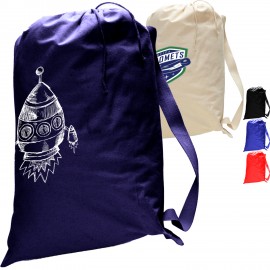 Large Cotton Canvas Drawstring Heavy Duty Bag USA Decorated (22" x 23") with Logo