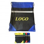 18"x14" Non Woven Drawstring Backpack w/Reflective Stripe with Logo