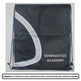 Customized 2-Color Semi-Circle Design Polyester Drawstring Bag w/Bottle Holder