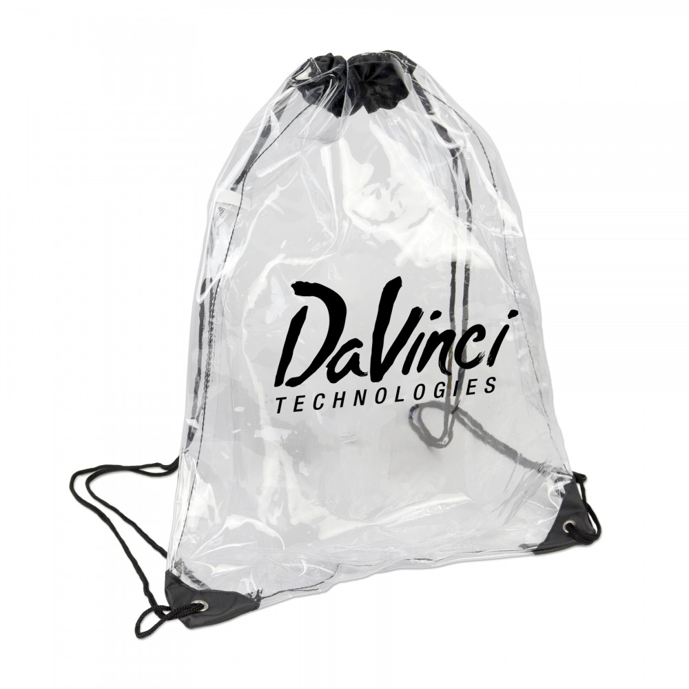 Clear Drawstring Bag with Logo