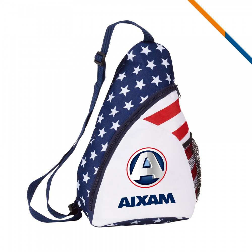 Lepid Patriotic Sling Backpack with Logo