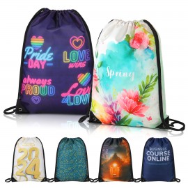 Logo Branded 420D Heavy Duty Dye Sublimation Drawstring Backpack
