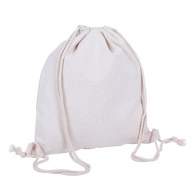 Logo Branded Cotton Canvas Drawstring Backpack