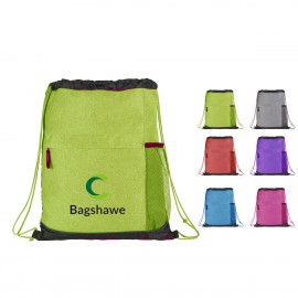 Customized Heather Melange Drawstring Bag  Customized Heather Melange Drawstring Bag