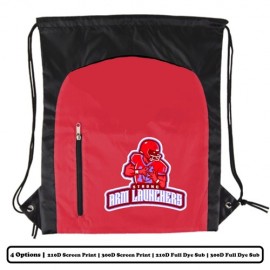 Full Dye Sublimation Polyester Drawstring Bag w/Vertical Side Zipper with Logo