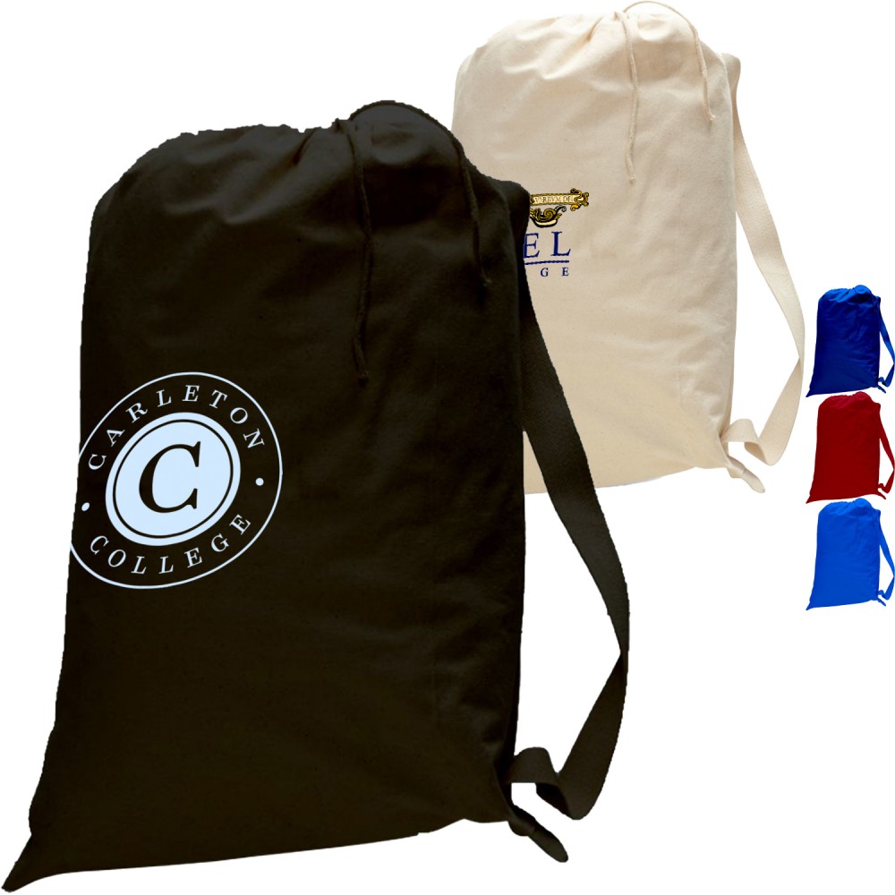 Logo Branded Cotton Canvas Drawstring Bag USA Decorated Logo Branded Cotton Canvas Drawstring Bag USA Decorated