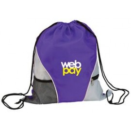 Drawstring Bag w/Mesh Pocket with Logo