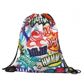 Logo Branded Premium 210D Polyester Sublimated Drawstring Cinch Up Backpack (15" x 18")