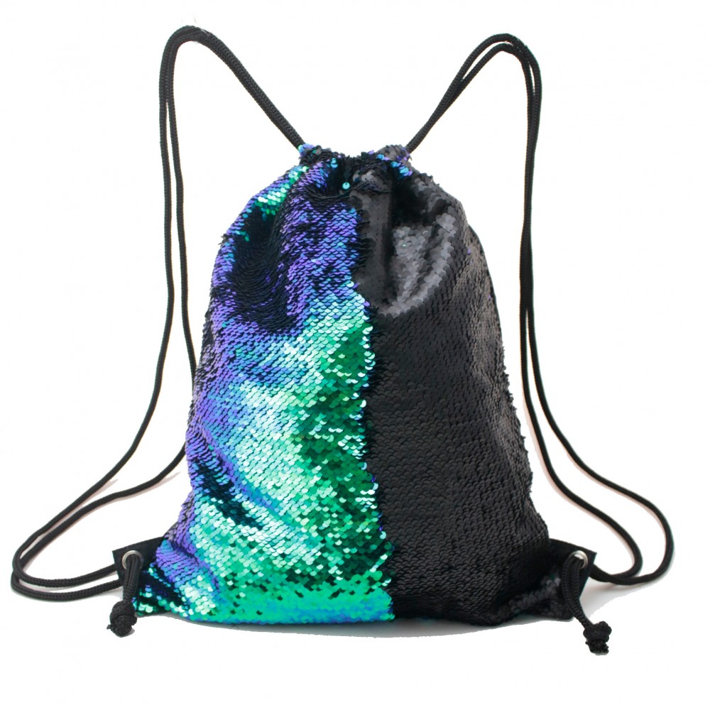 Mermaid Reversible Sequin Drawstring Backpack with Logo
