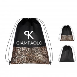 Custom Leopard Print Non-Woven Drawstring Bag