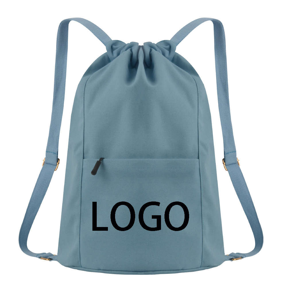 Adujustable Canvas Drawstring Backpack with Logo