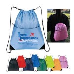 Promotional 210D Nylon Zippered Drawstring Backpack