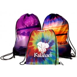 Large 16"x 20" Cotton Drawstring Backpack w/Full Color Print with Logo