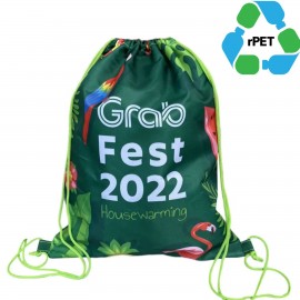 Custom 15"X18" Eco-Friendly rPET Recycled 210D Polyester Sublimation Drawstring Backpack  Custom 15"X18" Eco-Friendly rPET Recycled 210D Polyester Sublimation Drawstring Backpack