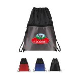 Logo Branded Dobby Nylon Drawstring Backpack