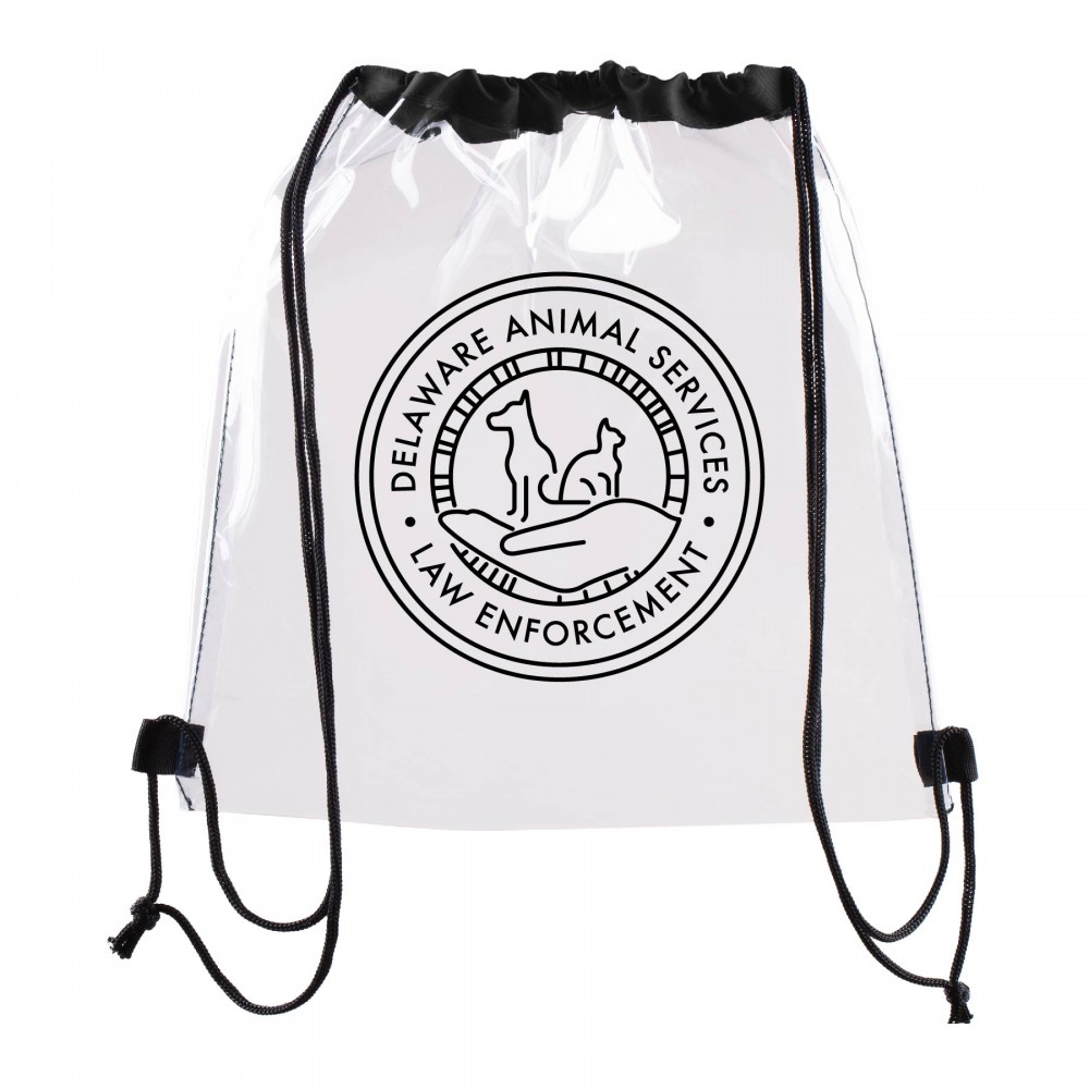 Promotional Clear Waterproof Stadium Drawstring Backpack