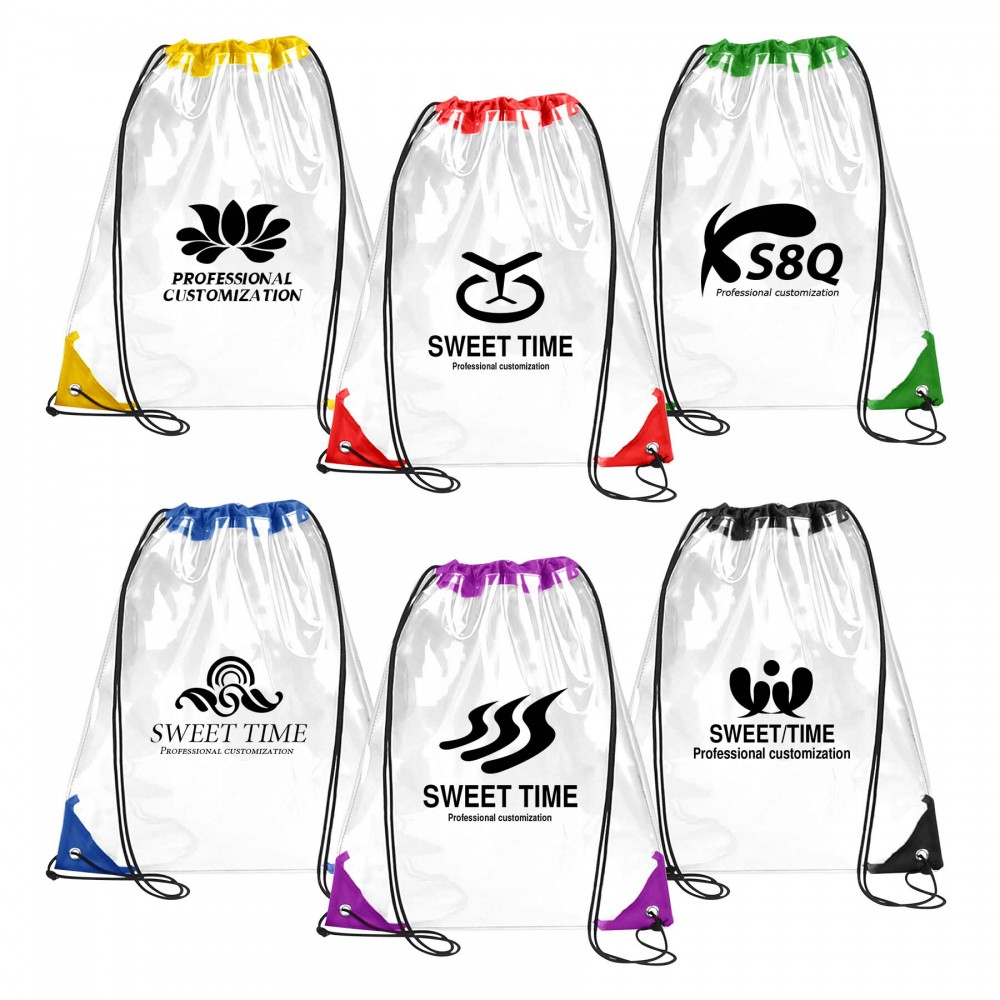 PVC Clear Drawstring Backpack with Logo