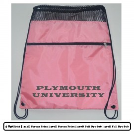 Custom 2-Color Mesh Top Full Zipper Polyester Drawstring Bag  Custom 2-Color Mesh Top Full Zipper Polyester Drawstring Bag