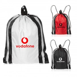 Two Color Reflector Side Strips Drawstring Backpacks with Logo  Two Color Reflector Side Strips Drawstring Backpacks with Logo