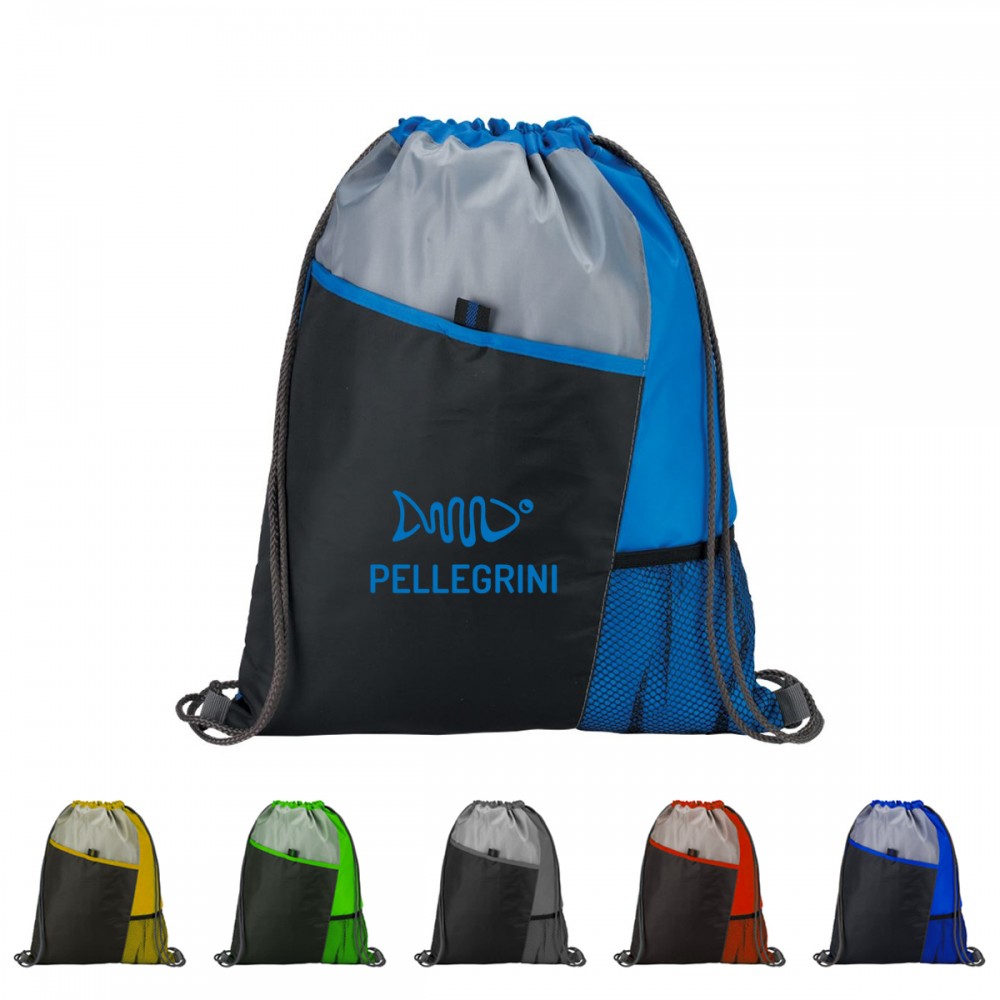 Custom Tri-Tone Sport Drawstring Mesh Backpack