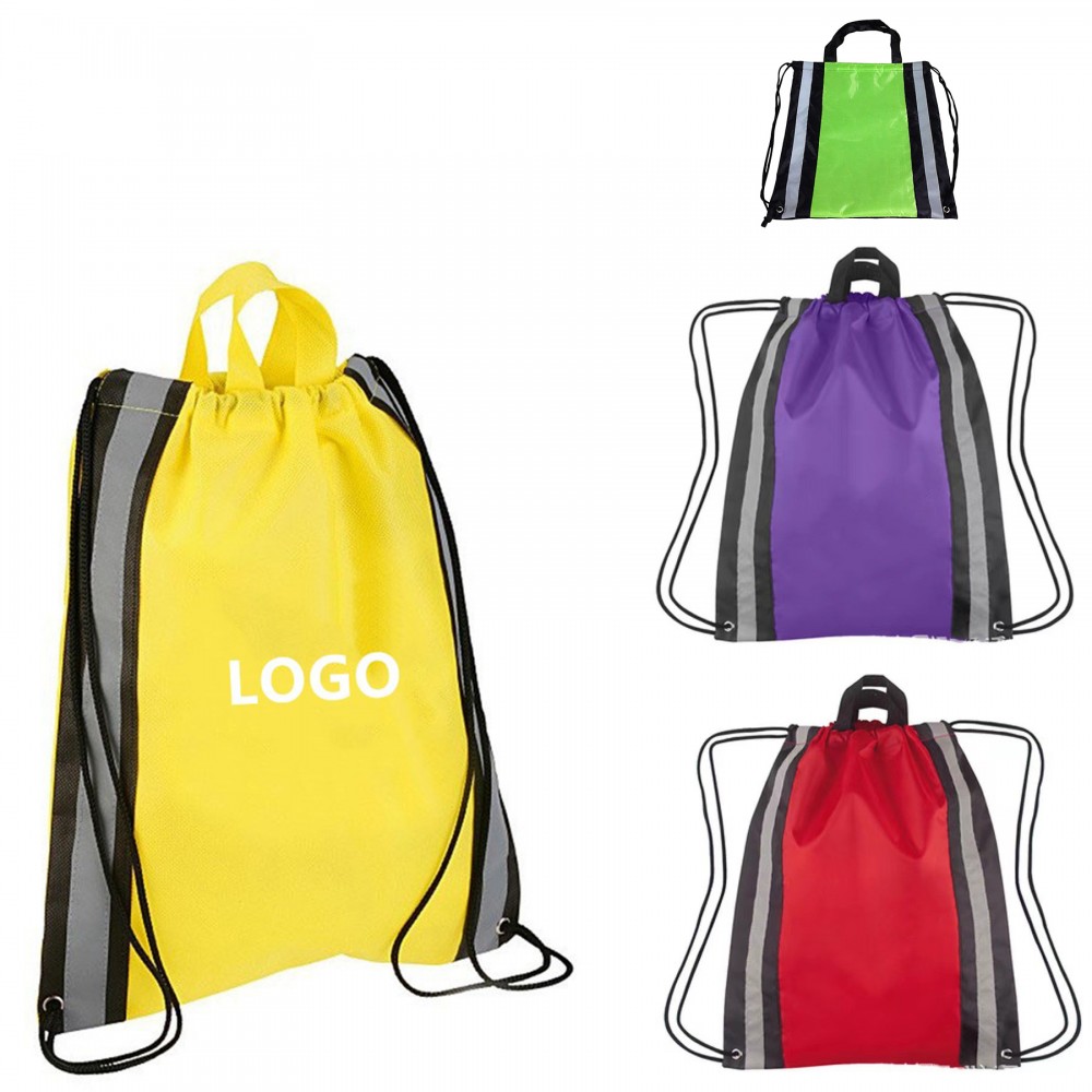 Logo Branded Reflective Drawstring Backpack