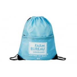 Logo Branded Drawstring Bag w/ Front Pocket  Logo Branded Drawstring Bag w/ Front Pocket