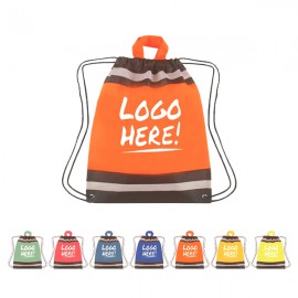 13"x16" Non-Woven Reflective Drawstring Backpack with Logo