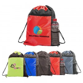 Sturdy Inexpensive Drawstring Backpack with Logo