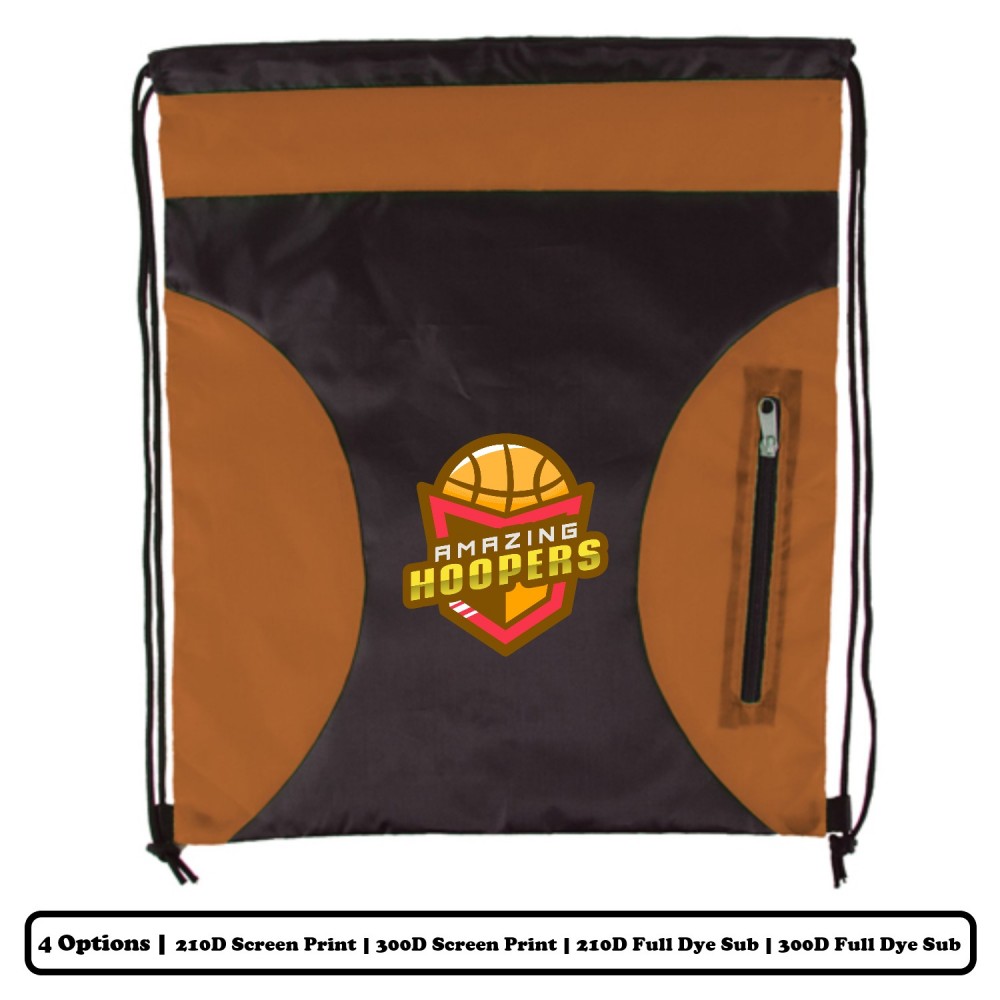 Custom Full Dye Sublimation Horizontal Full Zipper Polyester Drawstring Bag
