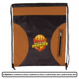 Custom Full Dye Sublimation Horizontal Full Zipper Polyester Drawstring Bag