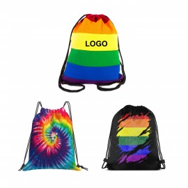 Logo Branded Rainbow Drawstring Bag (direct import)