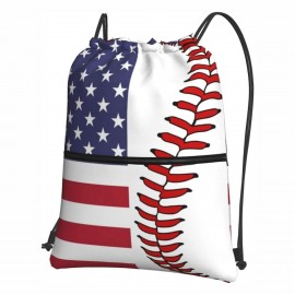 Promotional Premium Sublimated Drawstring Cinch Up w/ Front Zipper Pocket Backpack (14" x 17")