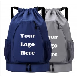 Large Sports Drawstring Tennis Backpack with Logo